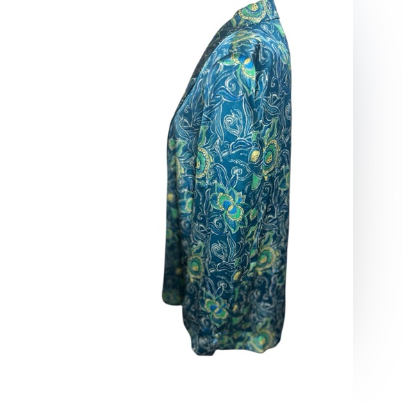 ZARA Blue green Paisley nwt Blazer Jacket Open
Front Floral Lined extra large - Picture 7 of 14